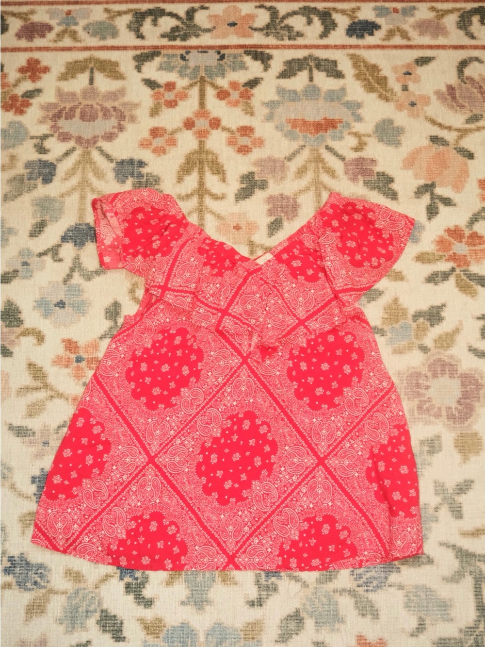 OshKosh B'gosh red Bandana-Print Flutter Sleeve Dress